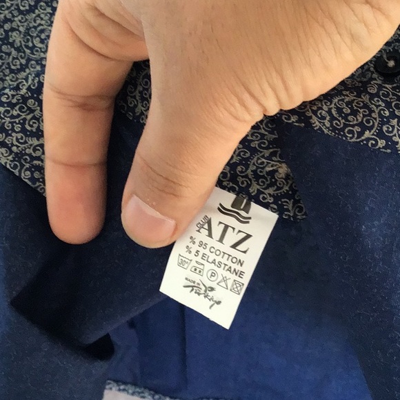 Navy and beige east iron dress shirt - Picture 4 of 4